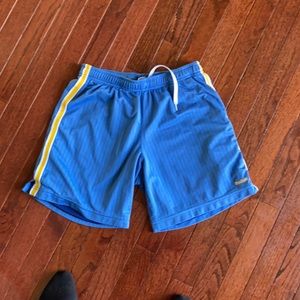 Reebok Workout Shorts - Blue with Yellow Stripe